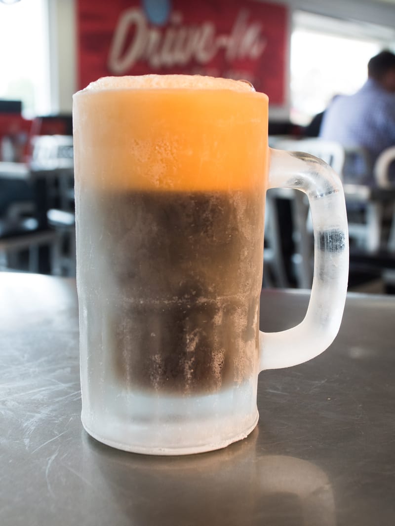 Frosty root beer mug